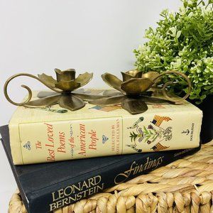 2 Brass Lotus Portable Handle candle Holder Swedish Quality Vintage 1970s